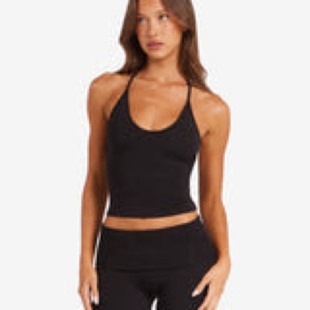 Crop Shop Boutique Black Halter Tie Tank